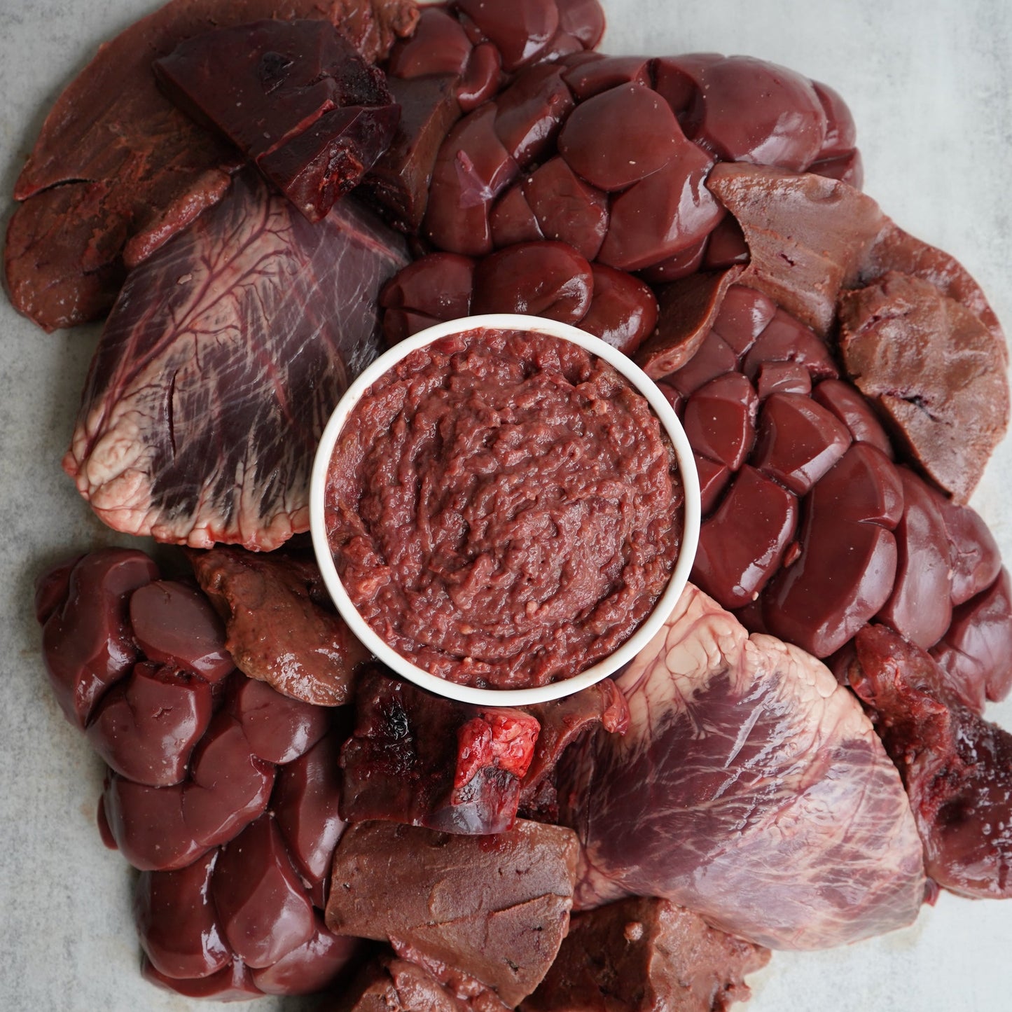 BEEF ORGANS kidney,heart,liver Ground. Boneless five lb roll